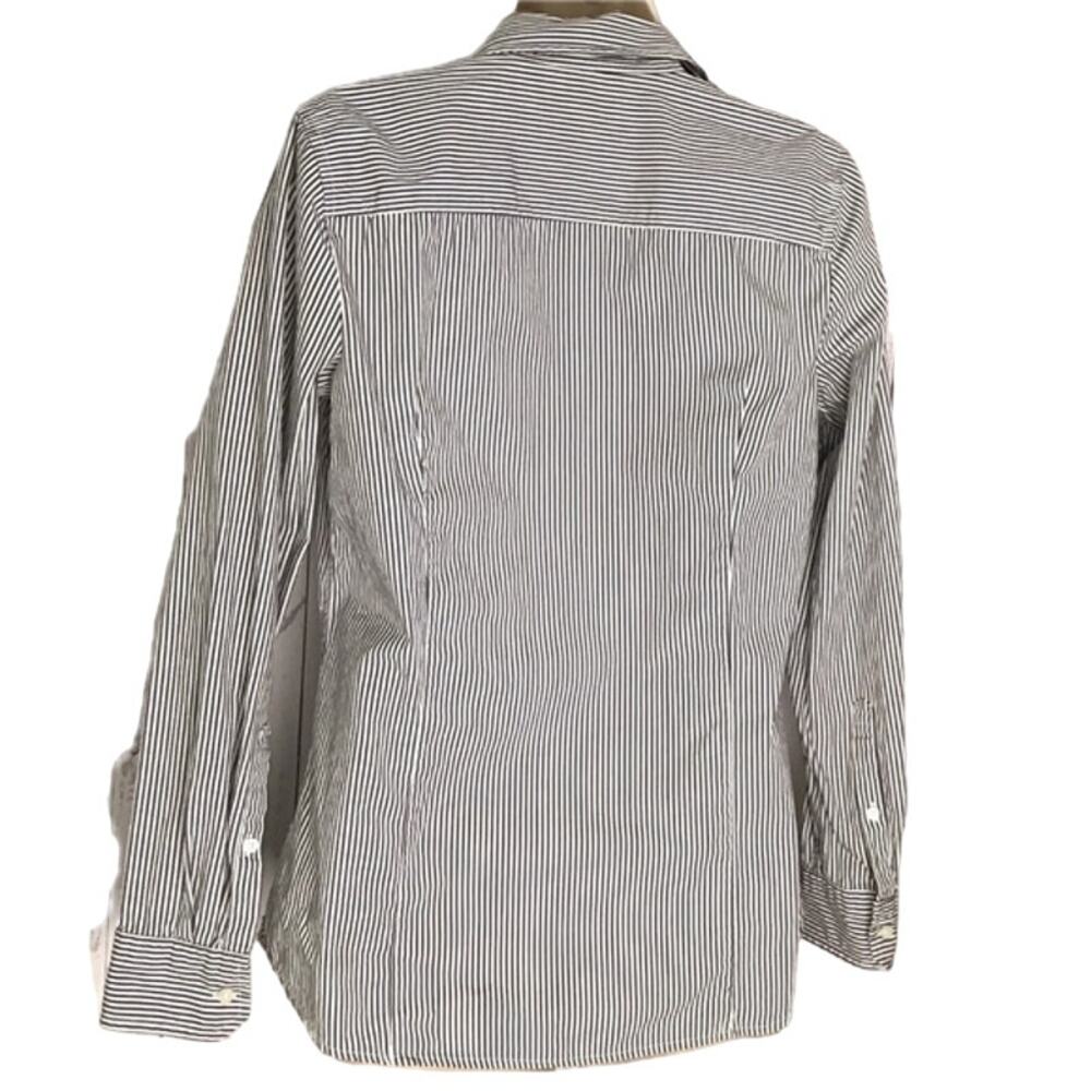 Gap Oversized Button Down Dark Gray Striped Shirt… - image 2